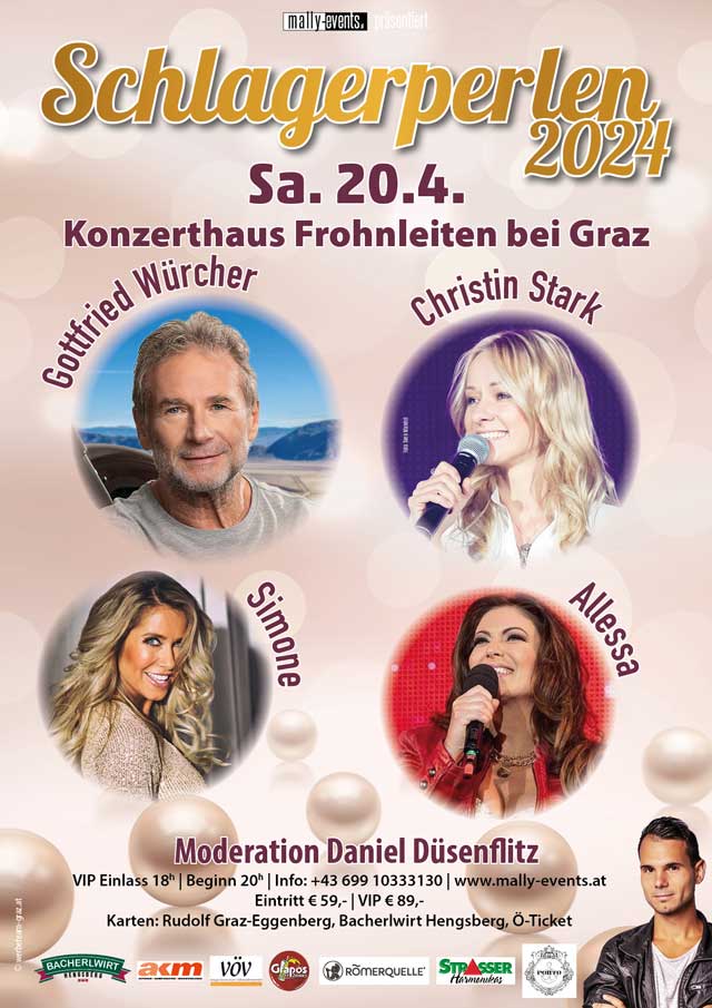 Mally-Events Schlagerperlen 2024 im Konzerthaus Frohnleiten bei Graz